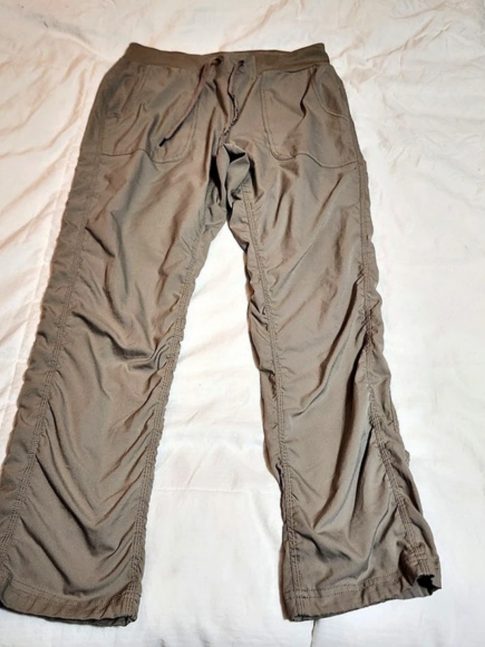 St. John's Bay Active Track Pants Petite PS Beige Drawstring Elastic Waist